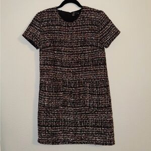 Black Pink & White Shimmer Tweed Woven Shift Dress Forever 21 NWT